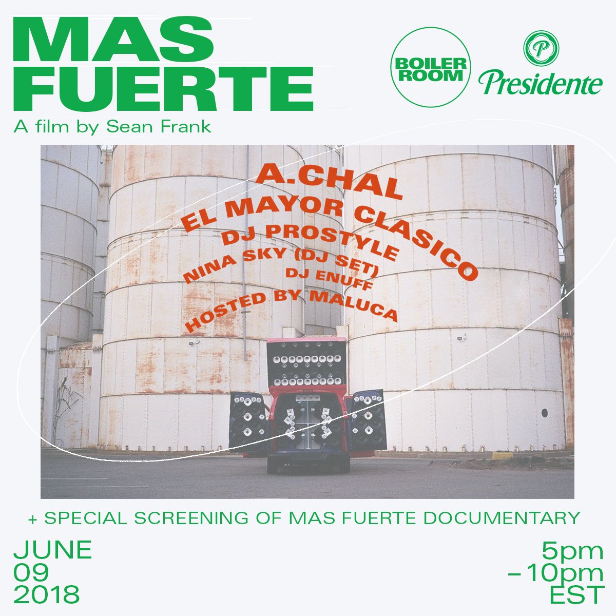 Mas Fuerte Film Launch flyer