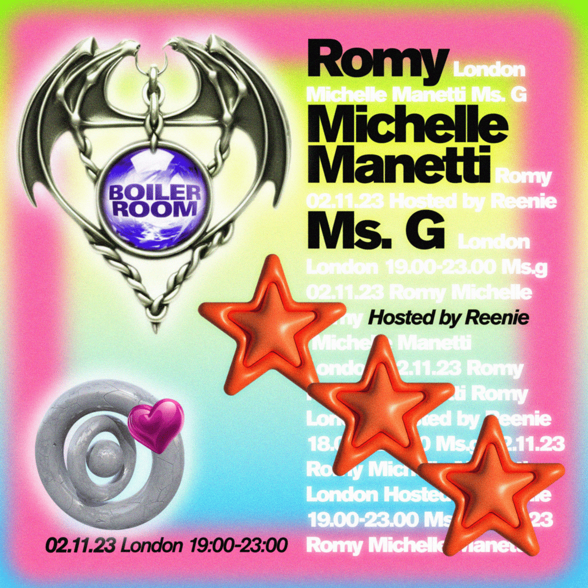 London | Romy, Michelle Manetti, Ms.G flyer