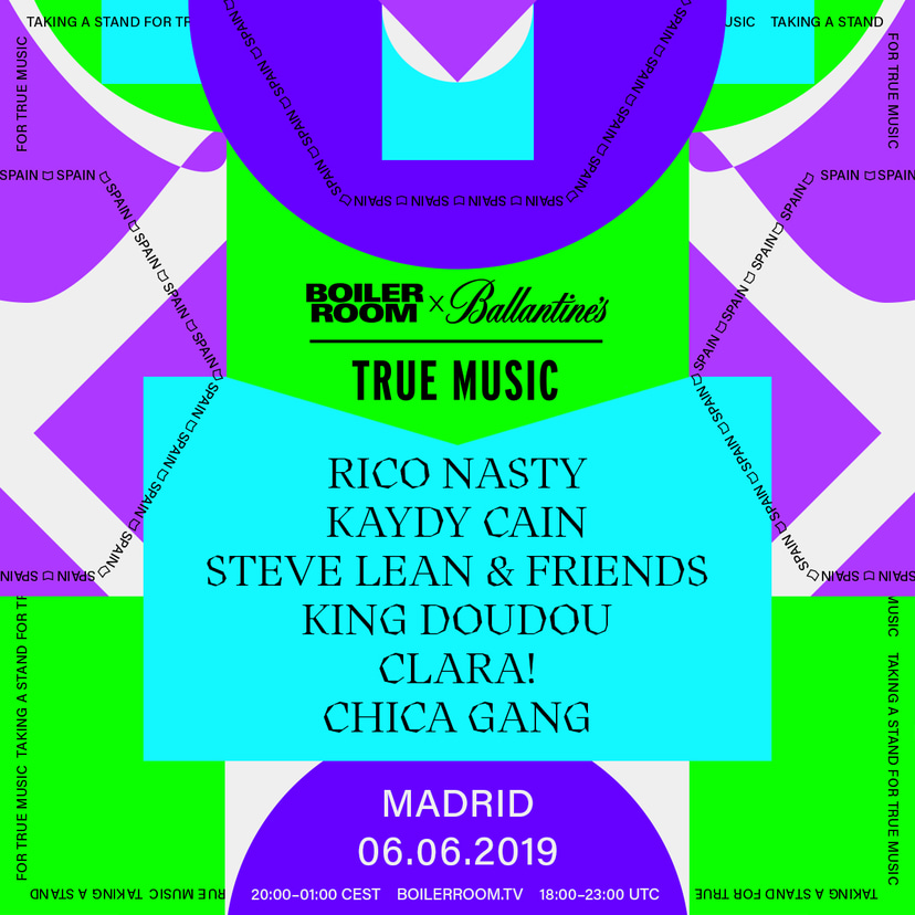Flyer for event Boiler Room x Ballantine's True Music: Madrid 2019.
